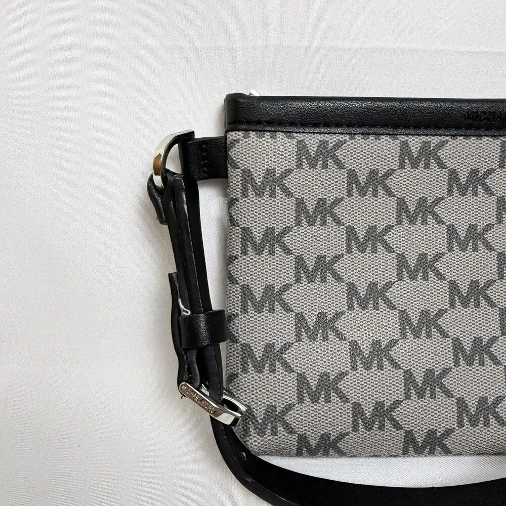 MICHAEL KORS MK Logo Fanny Pack Belt Bag 551749C Gray Black Sz M NWOT